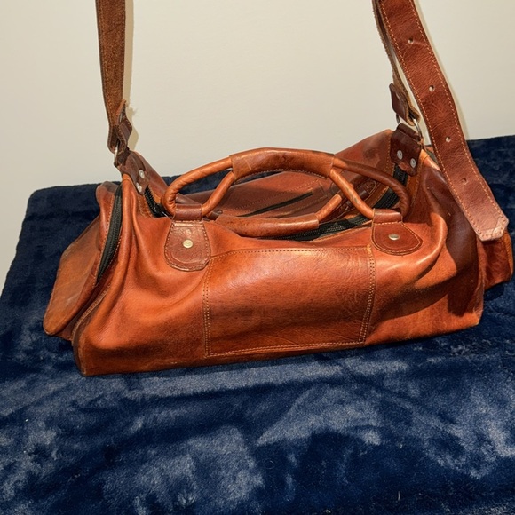 Brown Leather Small Duffel Bag - Picture 2 of 7